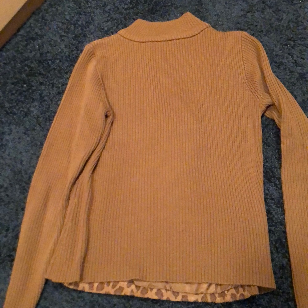 Brown Sweater With Leather Insert - image 2